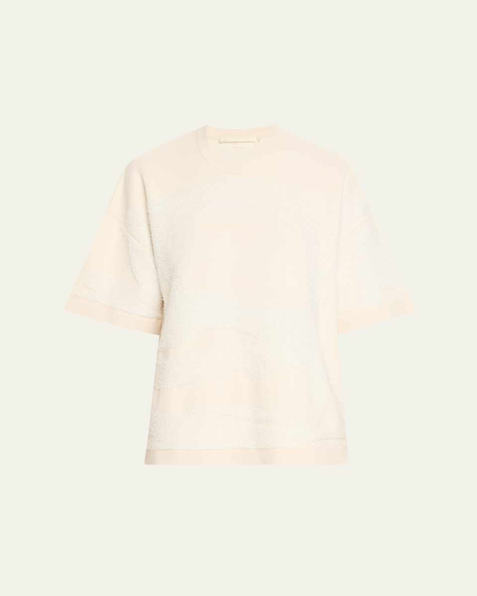 Crewneck Looped Fringe Jacquard T-Shirt